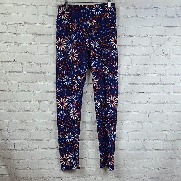 LuLaRoe Fireworks One Size Soft Legging Patriotic USA Red White Blue July 4th - Picture 2 of 7